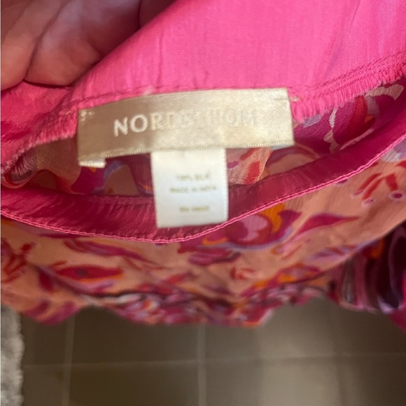 SILK NORDSTROM Topper One Size pink and orange lightweight festival bohemian EUC - Picture 7 of 12